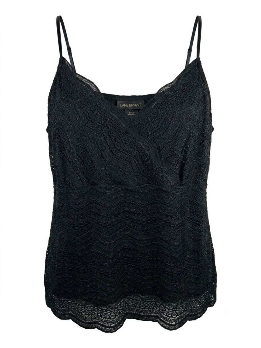 Lane Bryant Plus Size 18/20 Black Chevron Lace Faux Wrap Cami Top